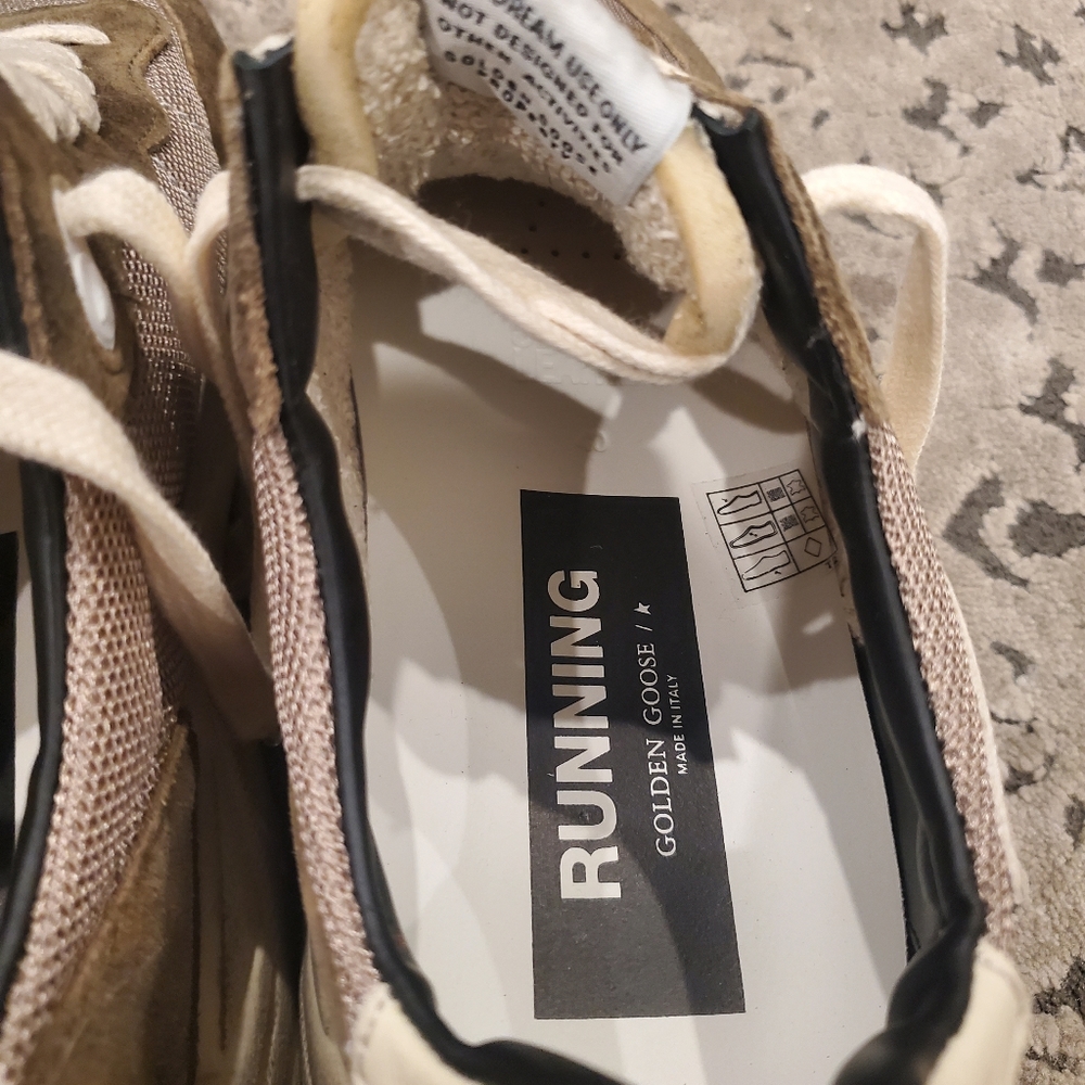 Golden Goose Running Sole Sneakers in Olive-Green Mesh and Leather - Picture 10 of 12